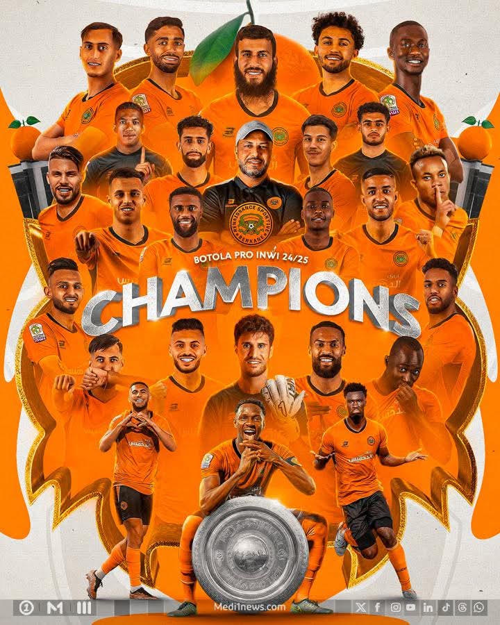 في 15 مارس 2025، توّج فريق نهضة بركان بلقب البطولة الوطنية الاحترافية “إنوي”
