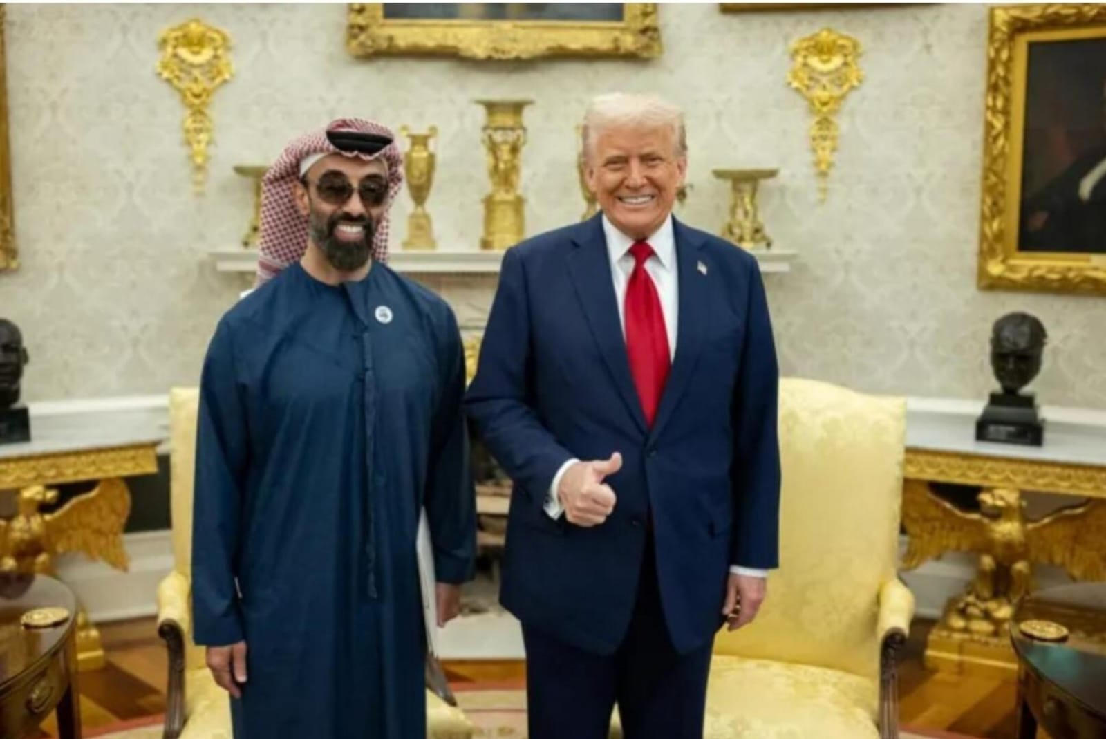 لإمارات تتعهد باستثمار 1.4 تريليون دولار في أميركا لقاء ترامب مع مستشار الأمن الوطني الإماراتي الشيخ طحنون بن زايد