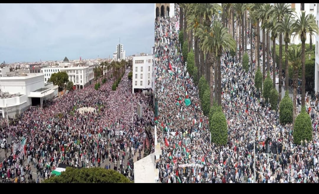 *مسيرة ضخمة بالرباط تندد بجرائم الاحتلال الإسرائيلي وحرب الإبادة في غزة*