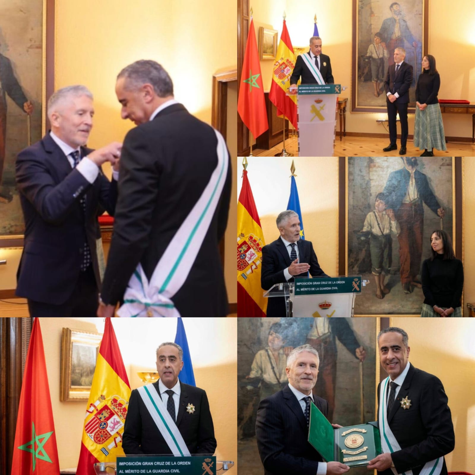 المدير العام للأمن الوطني ولمراقبة التراب الوطني يتقلَّد وسام الصليب الأكبر للاستحقاق للحرس المدني الإسباني (بلاغ DGSN/DGST)